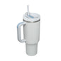 EasyOptionXY 1200ml stainless steel thermal travel mug with handle, straw, and drinkware design for hot and cold beverages.