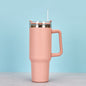 EasyOptionXY 1200ml stainless steel thermal travel mug with handle and straw, perfect for coffee and drinks on the go.