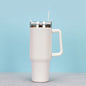 EasyOptionXY 1200ml stainless steel thermal travel mug with handle, straw, ideal for coffee and drinks on the go.
