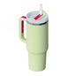 EasyOptionXY 1200ml stainless steel travel mug with handle, straw, and thermal insulation for hot and cold beverages.