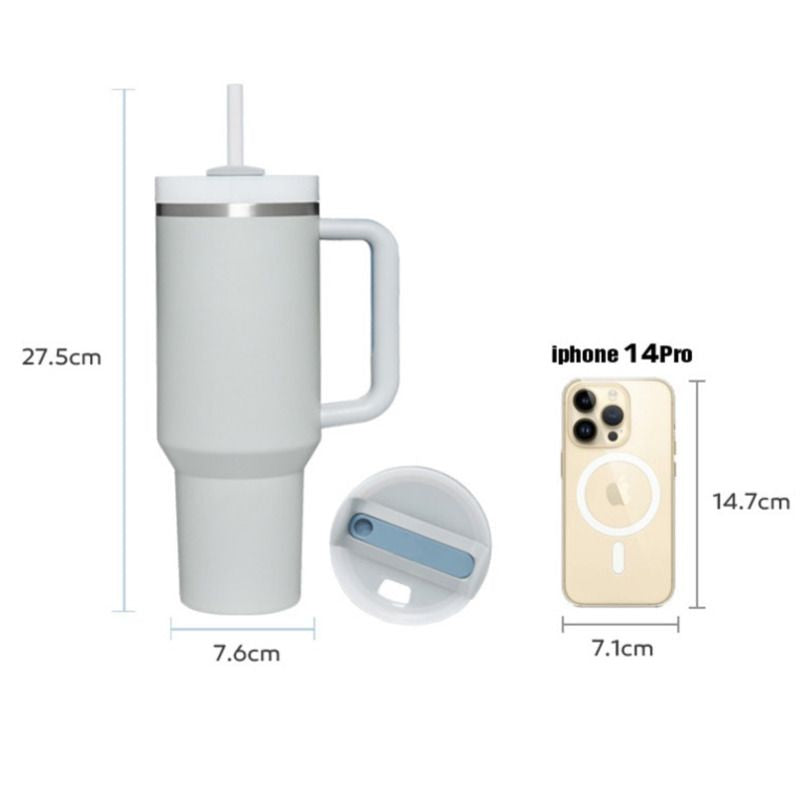 EasyOptionXY 30oz stainless steel travel coffee mug with handle, large capacity, thermal insulation, and spill-proof lid.