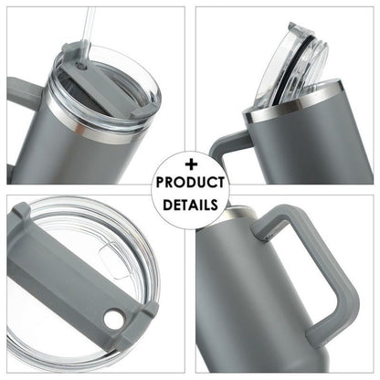 EasyOptionXY 30oz stainless steel travel thermal mug with handle, large-capacity insulated coffee and water cup for on-the-go use