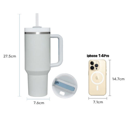 EasyOptionXY 30oz stainless steel coffee mug with handle, portable thermal water bottle, large capacity, travel-friendly design