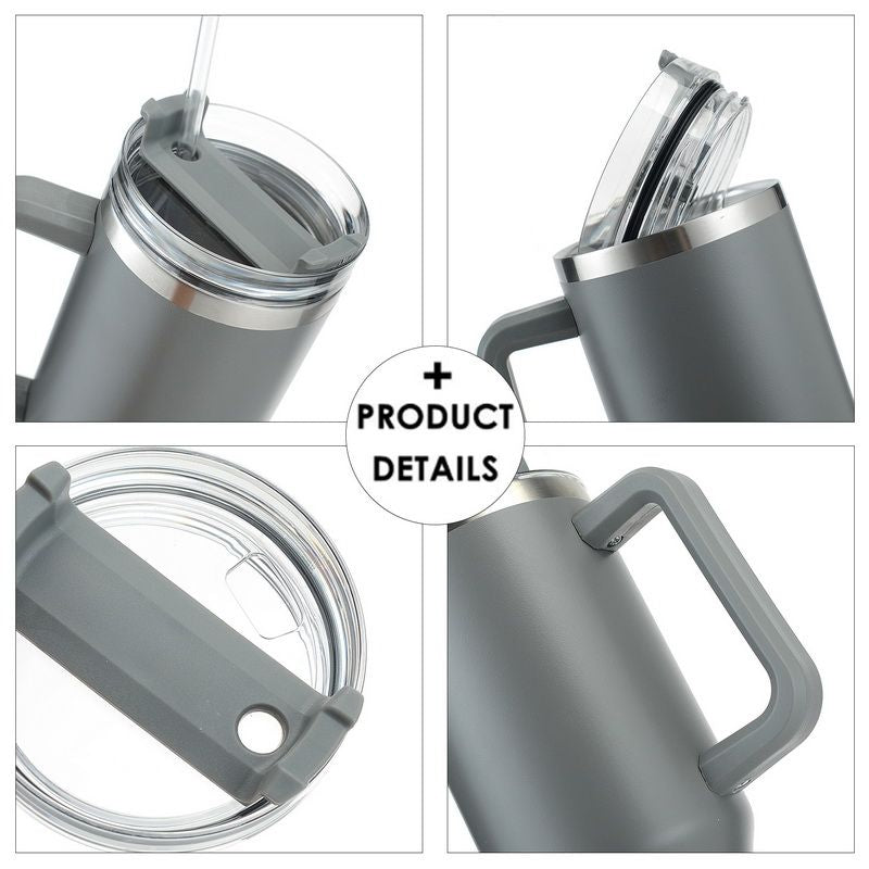 EasyOptionXY 30oz stainless steel travel coffee mug with handle, insulated water bottle, large capacity, thermal, BPA free