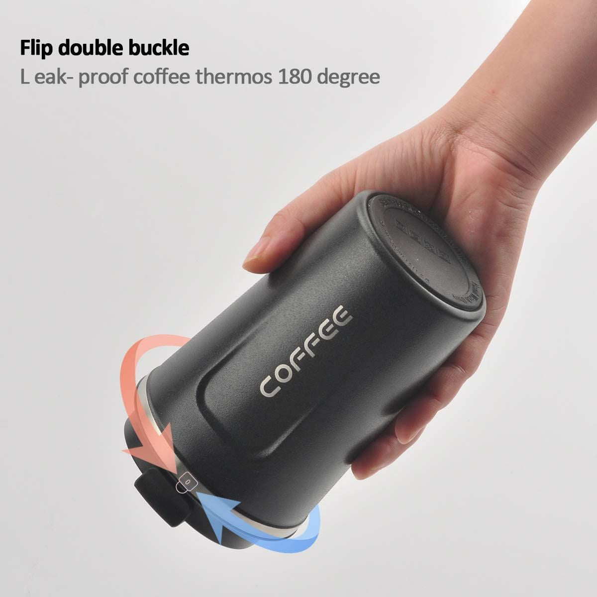EasyOptionXY 12 oz stainless steel vacuum insulated tumbler with spill-proof lid, ideal for hot or cold coffee, tea, or beer.