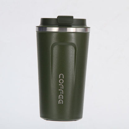 EasyOptionXY 12 oz stainless steel vacuum insulated tumbler with spill-proof lid, designed for hot or cold coffee, tea, or beer.