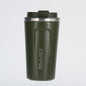 EasyOptionXY 12 oz stainless steel vacuum insulated tumbler with spill-proof lid, designed for hot or cold coffee, tea, or beer.