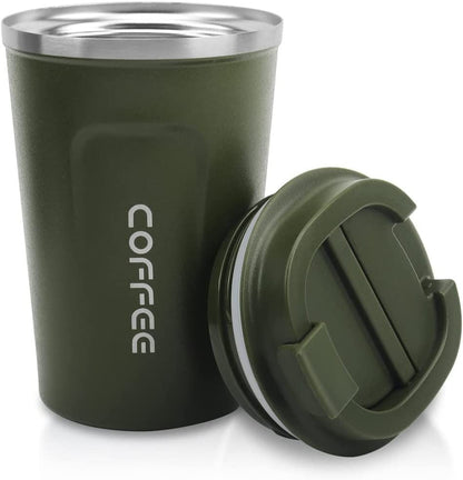 EasyOptionXY 12 oz stainless steel vacuum insulated tumbler with spill-proof lid, ideal for hot or cold coffee, tea, and beer.