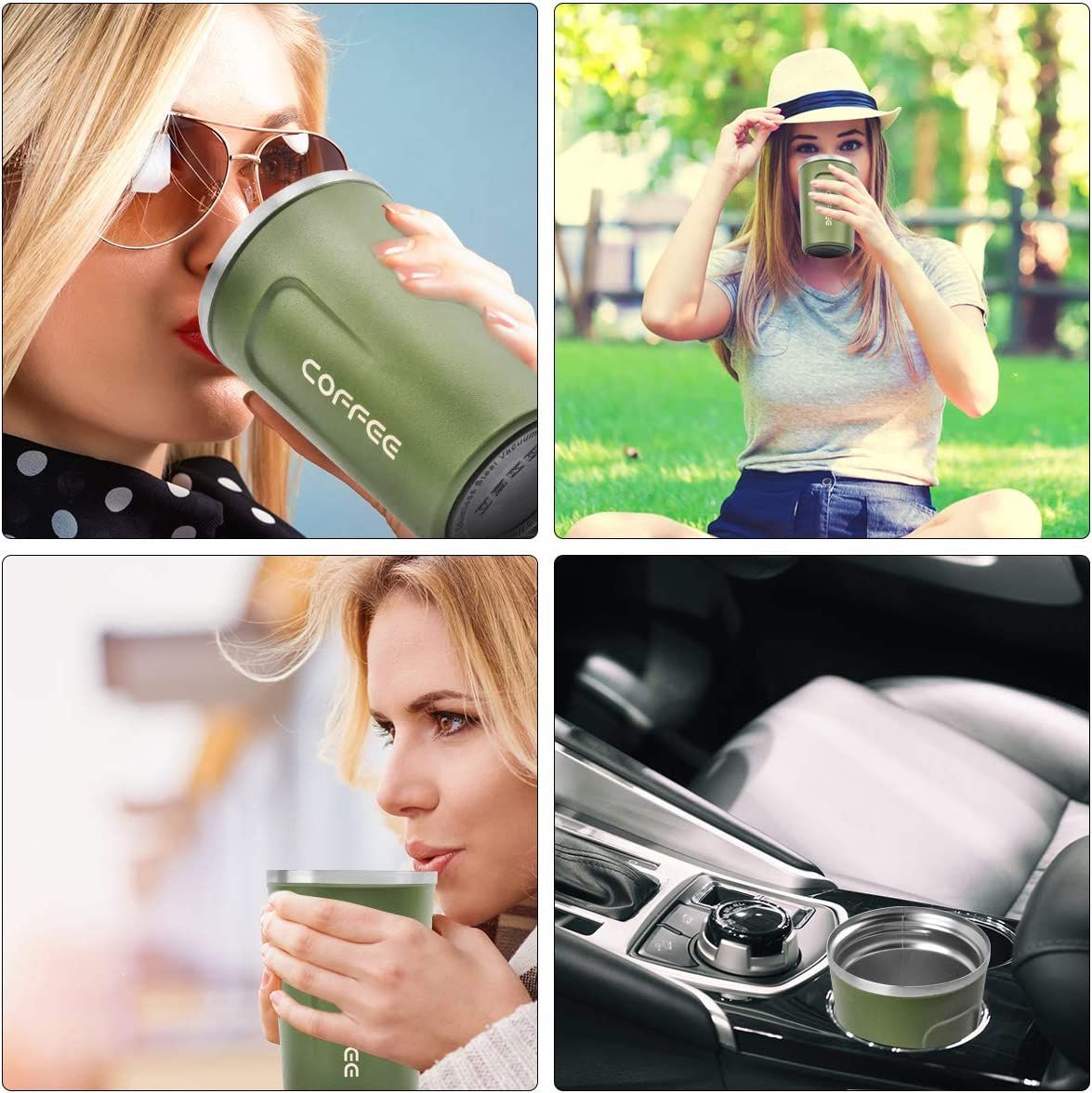 EasyOptionXY 12 oz stainless steel vacuum insulated tumbler with spill-proof lid, ideal for hot or cold coffee, tea, and beer.