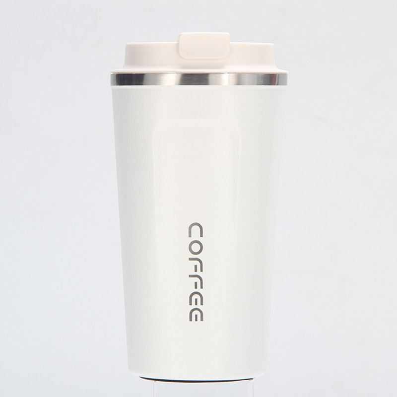 EasyOptionXY 12 oz stainless steel vacuum insulated tumbler with spill-proof lid, perfect for hot or cold coffee, tea, or beer.