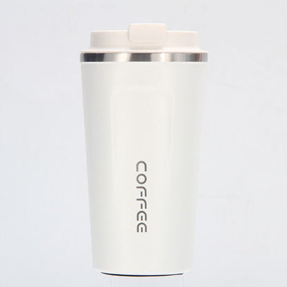 EasyOptionXY 12 oz stainless steel vacuum insulated tumbler with spill-proof lid, perfect for hot or cold coffee, tea, or beer.