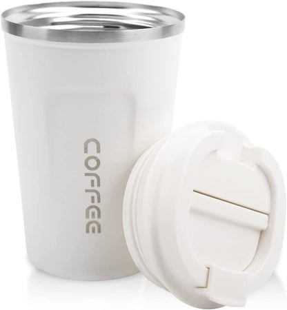 EasyOptionXY 12 oz stainless steel vacuum insulated tumbler with spill-proof lid, ideal for hot or cold coffee, tea, or beer.