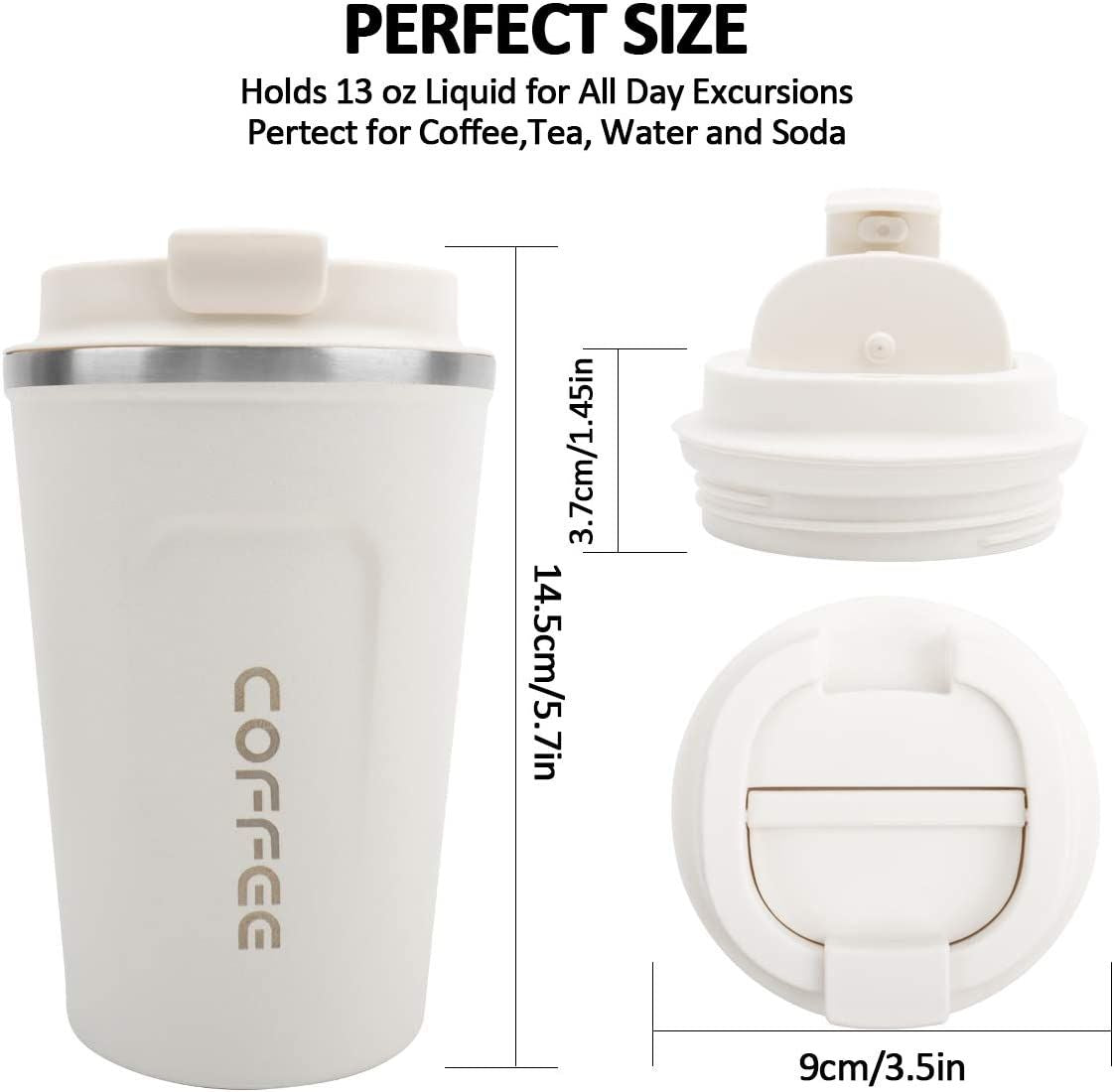 EasyOptionXY 12 oz stainless steel vacuum insulated coffee travel mug with spill-proof lid, perfect for hot or cold beverages.