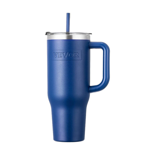 Blue 40 oz insulated stainless steel water bottle with handle, ideal for coffee and hydration by EasyOptionXY