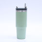 Stainless steel vacuum mug by EasyOptionXY with straw, insulated tumbler for home, office, or car use, featuring a sleek design.