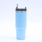 Stainless steel vacuum mug by EasyOptionXY with straw, insulated tumbler for home, office, or car use, featuring a sleek design.