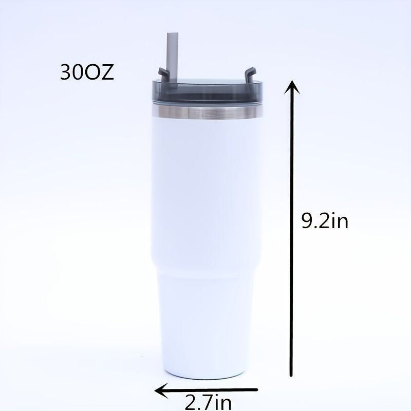 Stainless steel vacuum mug with straw, insulated tumbler for home, office, or car use by EasyOptionXY