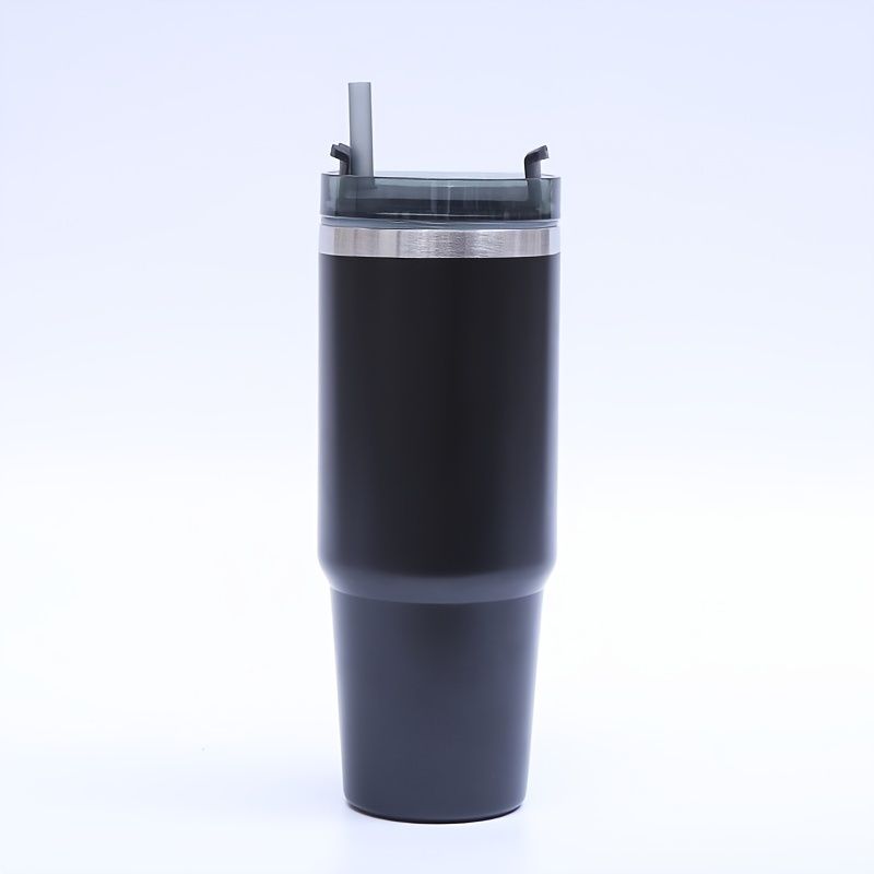 Stainless steel vacuum mug with straw from EasyOptionXY, insulated tumbler suitable for home, office, or car use.
