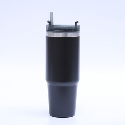 Stainless steel vacuum mug with straw from EasyOptionXY, insulated tumbler suitable for home, office, or car use.