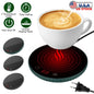 EasyOptionXY desktop electric cup warmer with ceramic heating panel, adjustable temperature, smart timer, and auto shut-off for office or home
