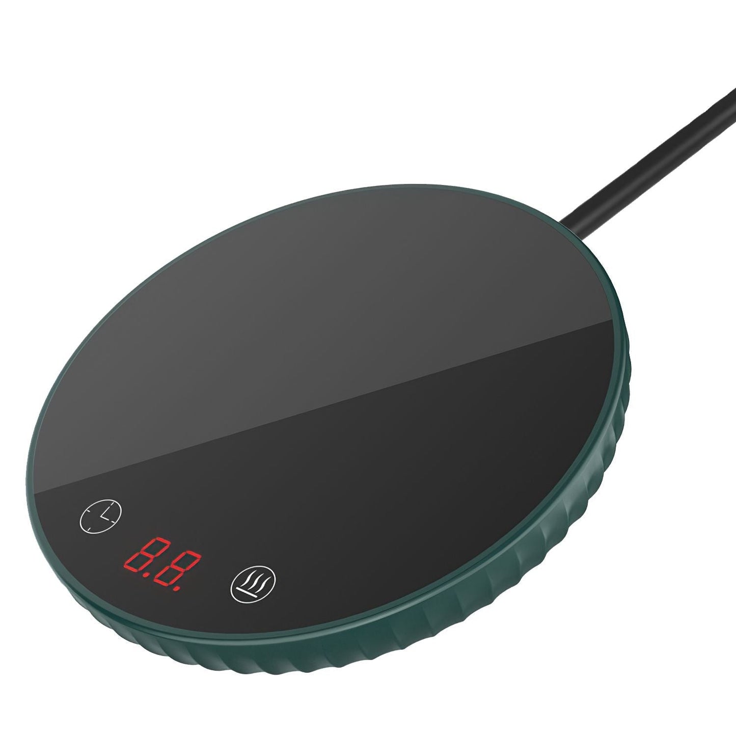 EasyOptionXY desktop electric cup warmer with ceramic heating panel, adjustable temperature, auto shut-off, and overheating protection.