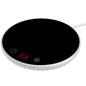 EasyOptionXY desktop electric cup warmer with ceramic heating panel, showing control panel, digital timer, and temperature settings.