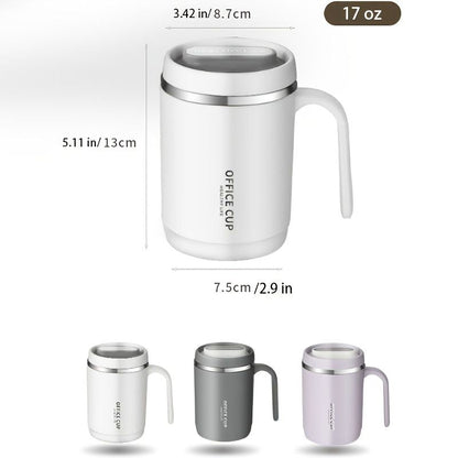 Stainless steel 16 oz tumbler with splash-proof sliding lid, durable coffee mug with plastic housing and open lid, straw not included