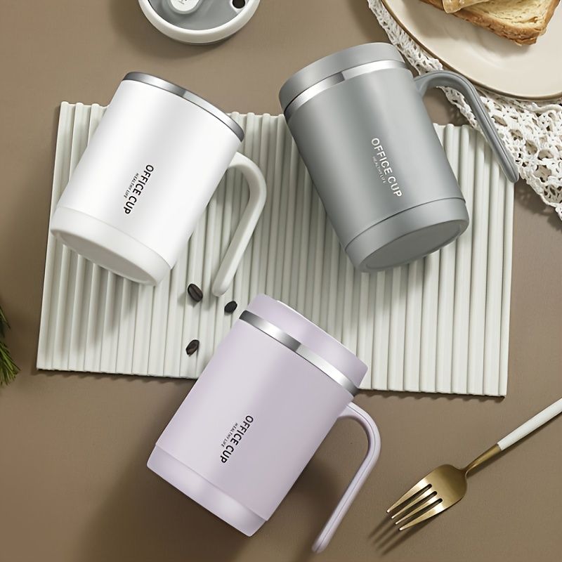 Stainless steel 16 oz tumbler with lid and splash-proof sliding lid, durable coffee mug from EasyOptionXY, open with straw not included