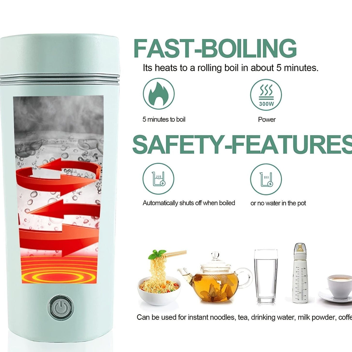 EasyOptionXY 350ml travel electric kettle in stainless steel, compact portable water boiler with automatic shut-off for hot beverages.