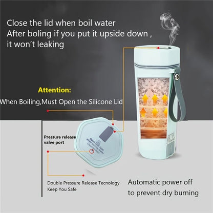 EasyOptionXY 350ml stainless steel travel electric kettle for boiling water, with automatic shut-off and compact design for portability.