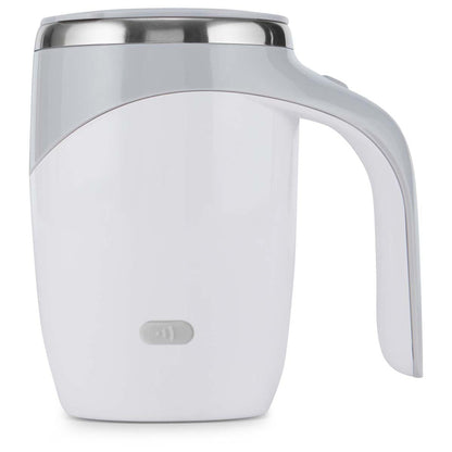 EasyOptionXY Cup A Latte self-stirring mug with a sleek design, shown filled with coffee and ready to stir.