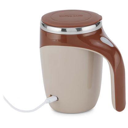 EasyOptionXY Cup A Latte self-stirring mug with a sleek design, shown with coffee inside and the stirring mechanism visible.