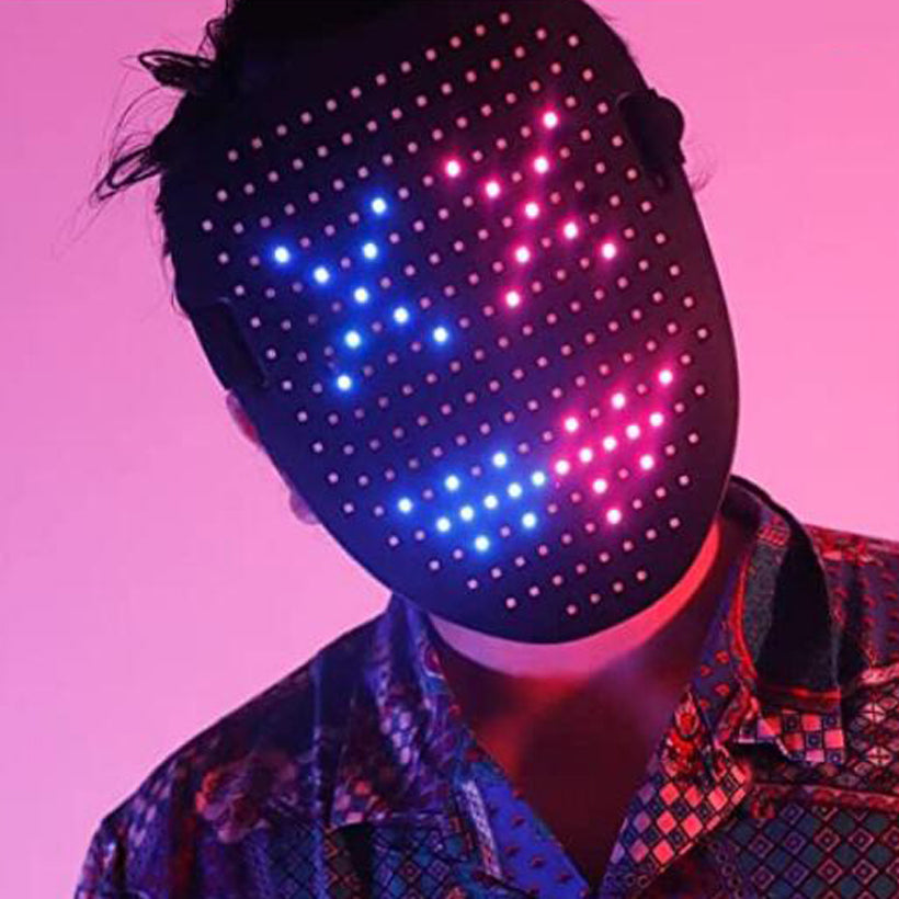 LED mask with gesture sensing and 50 patterns for Halloween cosplay
