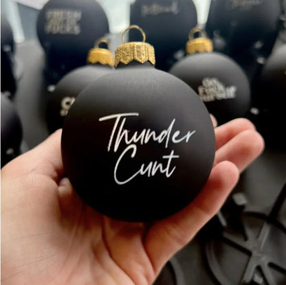 Funny Christmas ornament black decoration hanging on a tree