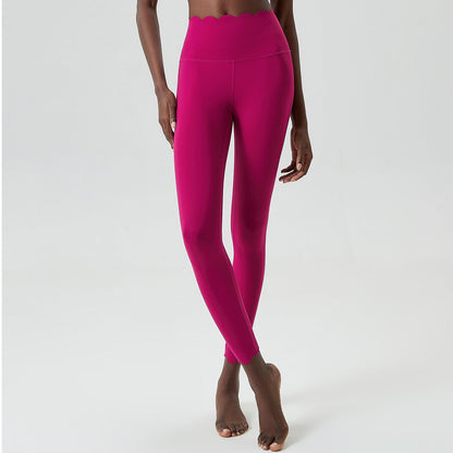 Plus size small wave yoga pants for women in black Lycra milk leather, shown as fitted tight trousers