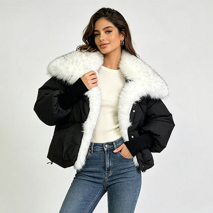 Women's wool-lined turn-down collar parka coat in a classic outdoor style