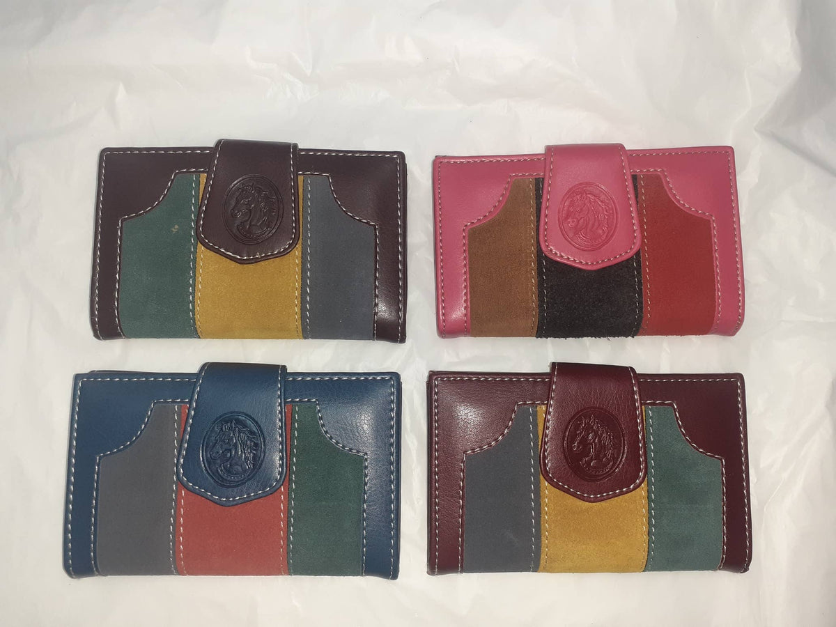 Handmade women's wallet with leather texture, featuring multiple card slots and a sleek design, perfect for everyday use.