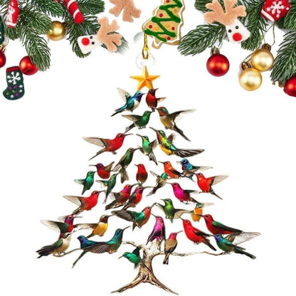 Hummingbird Christmas tree hanging decorations in colorful bird designs for festive seasonal display