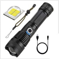 Rechargeable strong light flashlight with zoom, power display, and portable outdoor design