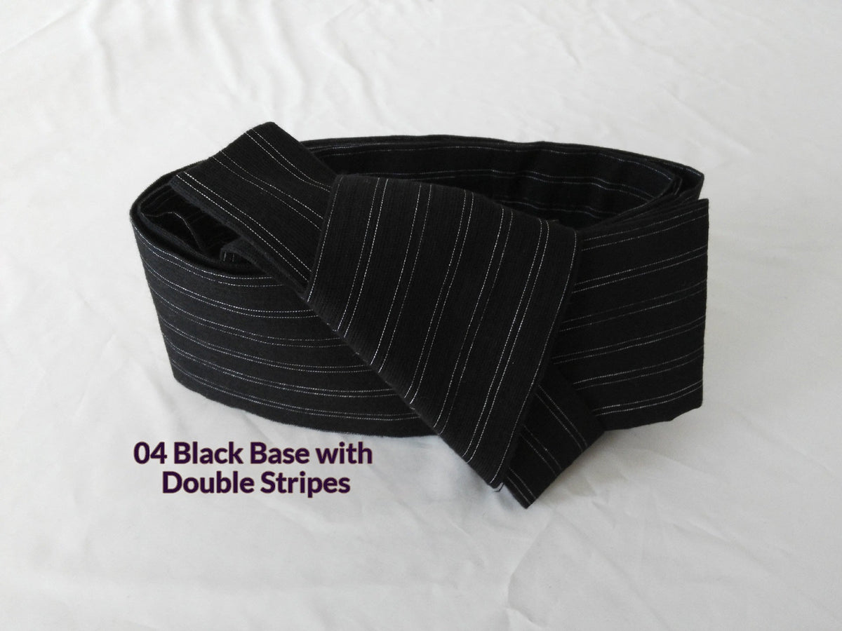 Japanese-style cotton kimono yukata pre-tied waist belt displayed flat