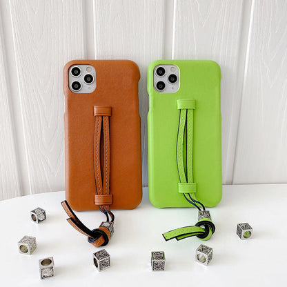 Three Bread leather wrist strap phone case in a slim protective design with detachable wrist loop