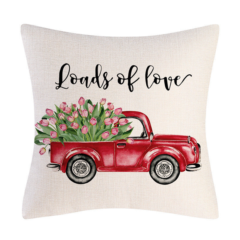 Valentine's Day linen pillowcase holiday gift with festive heart design