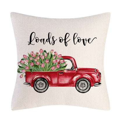 Valentine's Day linen pillowcase holiday gift with festive heart design