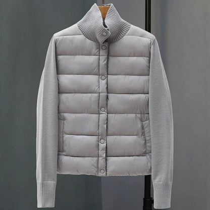 Womens Casual Stand-collar Knitted Cotton Coat
