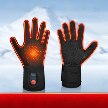 Outdoor rechargeable heated mountaineering gloves with insulated black design and touchscreen-compatible fingertips