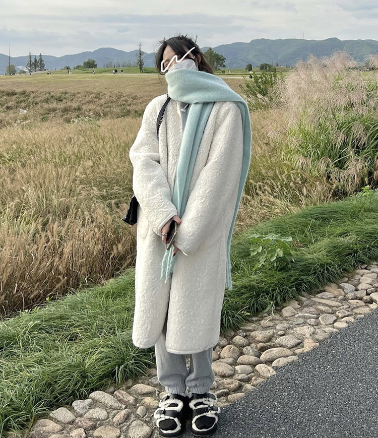 Plaid thickened warm cashmere-look scarf in a soft woven design