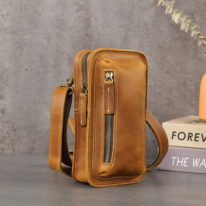 Genuine leather men's cowhide work belt-powered bag with durable construction