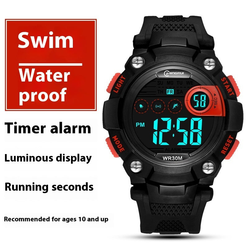 Waterproof multifunctional sports student electronic watch with anti-fall design by My Store