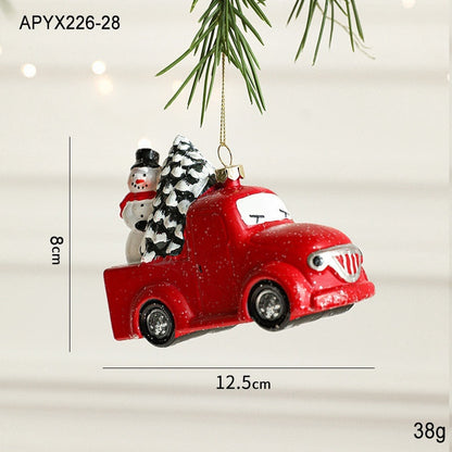 Painted plastic Christmas tree pendant decoration with festive holiday design