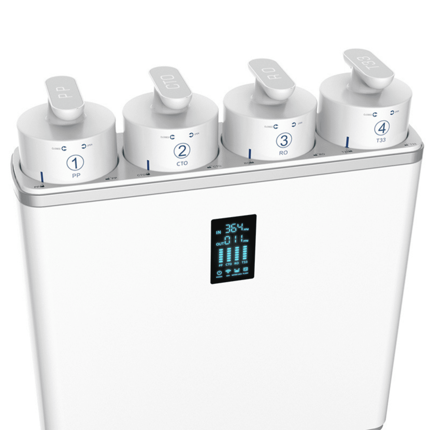 Echo Water RO tankless reverse osmosis water filter machine, compact water filtration system with modern design.